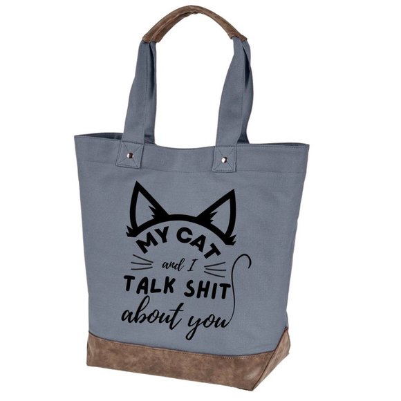 My cat and I quality canvas tote bag by Authentic pigment - Picture 1 of 5